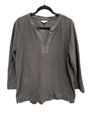 J. Jill grey notch neck pullover tunic top sweatshirt with side pockets 2X
